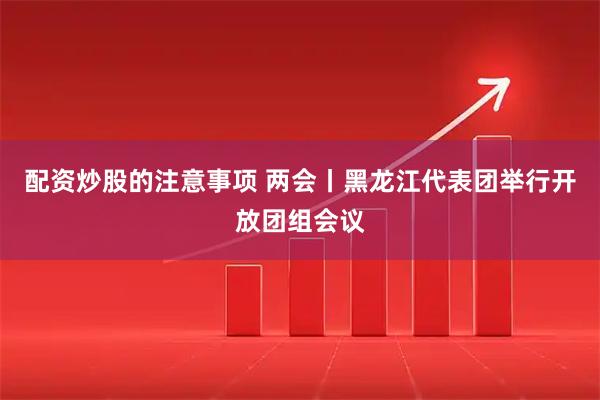 配资炒股的注意事项 两会丨黑龙江代表团举行开放团组会议